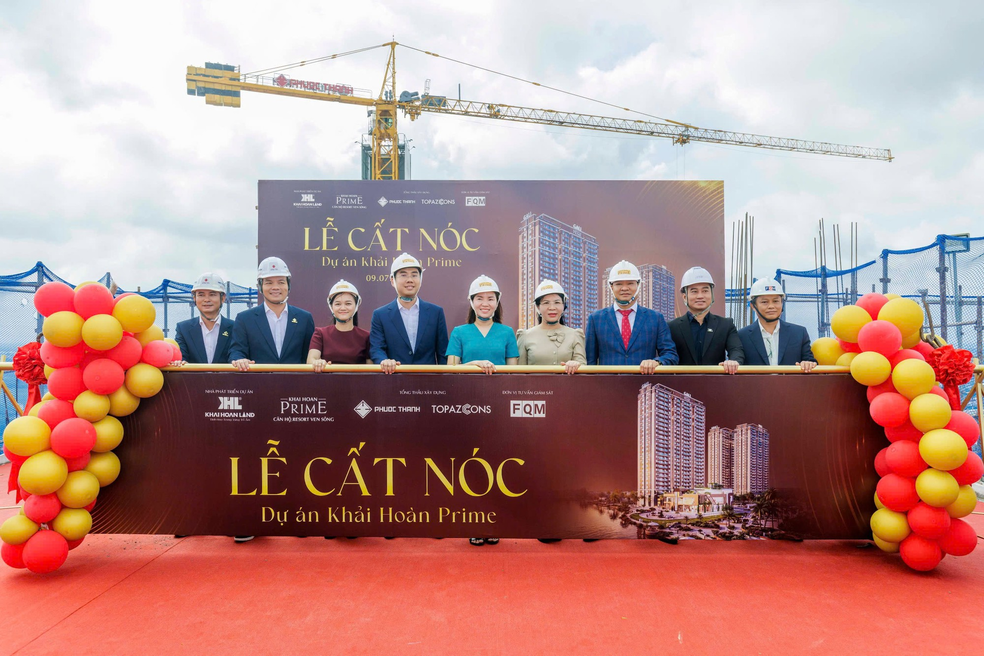 Tiến độ Khải Hoàn Prime: từ cất nóc đến hoàn thiện tổ ấm 3 Ảnh thực tế lễ cất nóc Khải Hoàn Prime ngày 09/07/2026 tại công trường