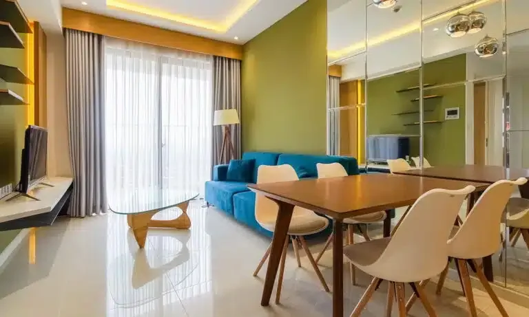 Phòng khách và bàn ăn căn hộ Masteri An Phú