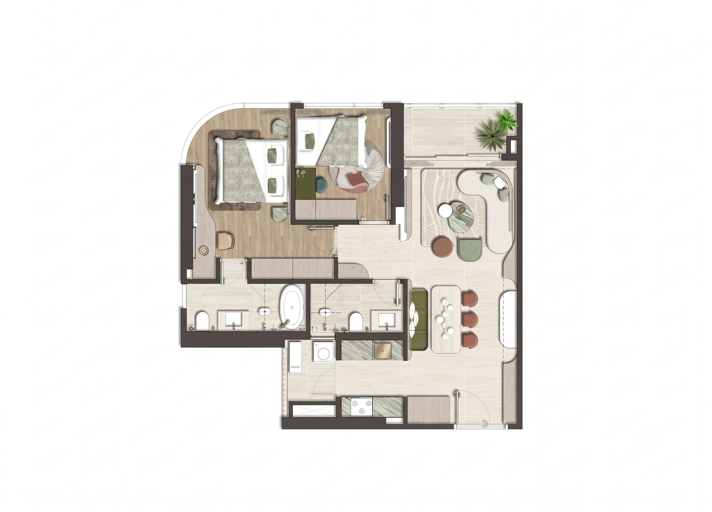 Căn hộ 2 phòng ngủ Palm River phù hợp với gia đình nào? 4 Mặt bằng căn hộ 2 phòng ngủ Palm River