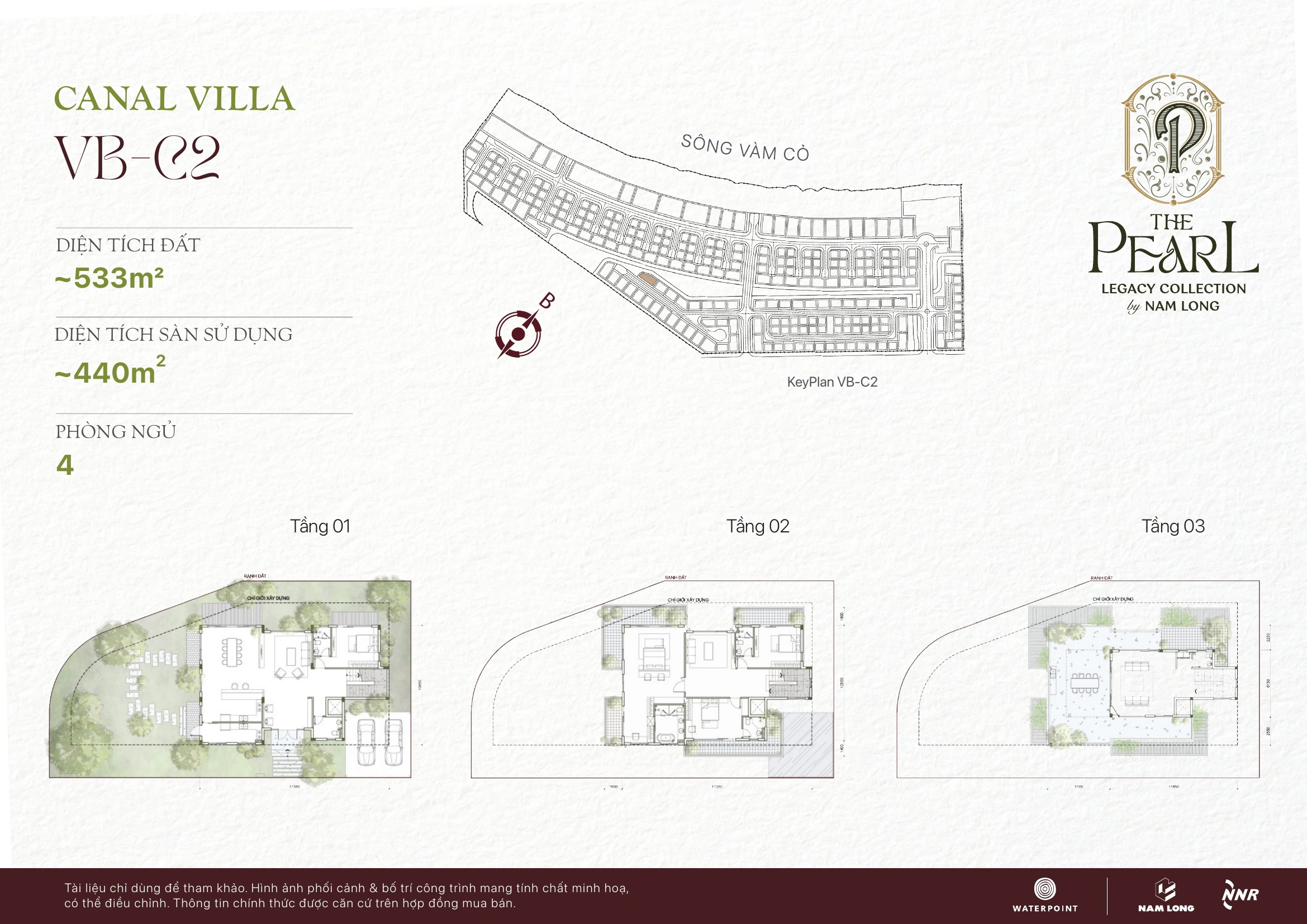 Mặt bằng Canal Villa mẫu VB-C2 tại The Pearl