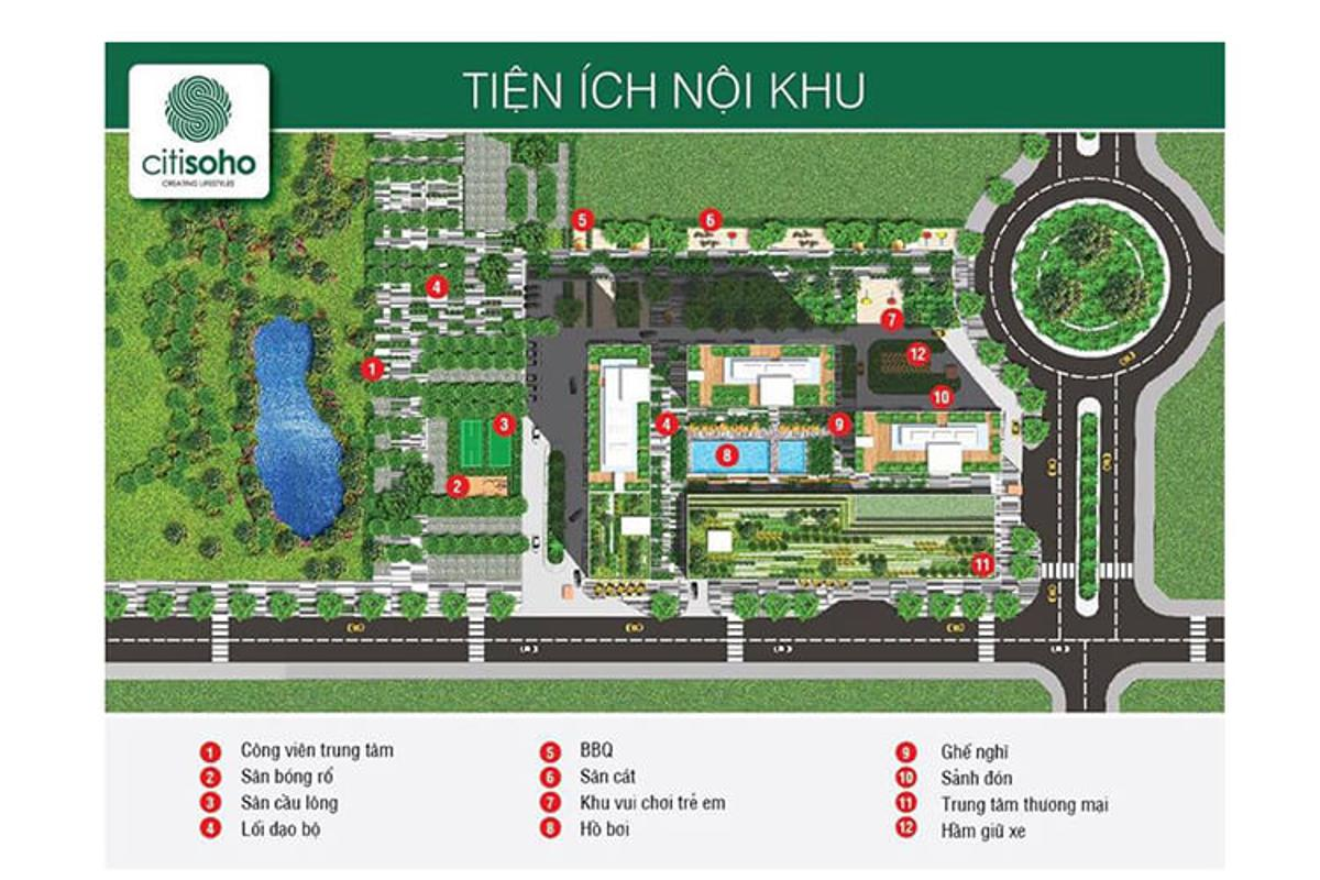 Mặt bằng cảnh quan tiện ích theo thiết kế CitiSoho