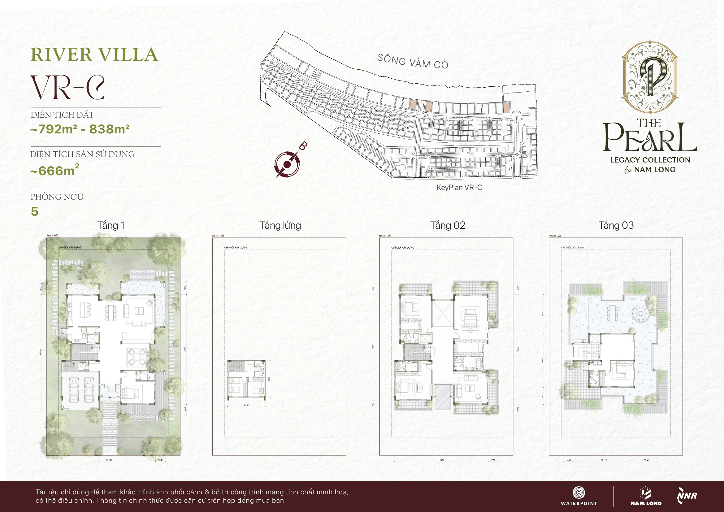 Mặt bằng River Villa mẫu VR-C tại The Pearl