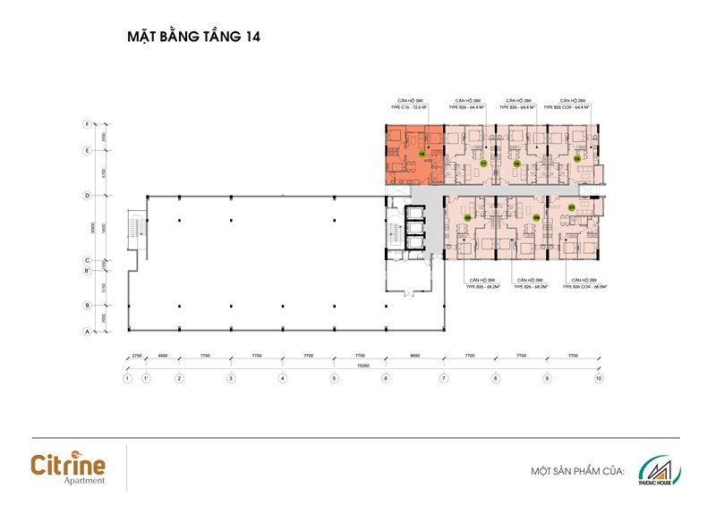 Mặt bằng tầng 14 Citrine Apartment