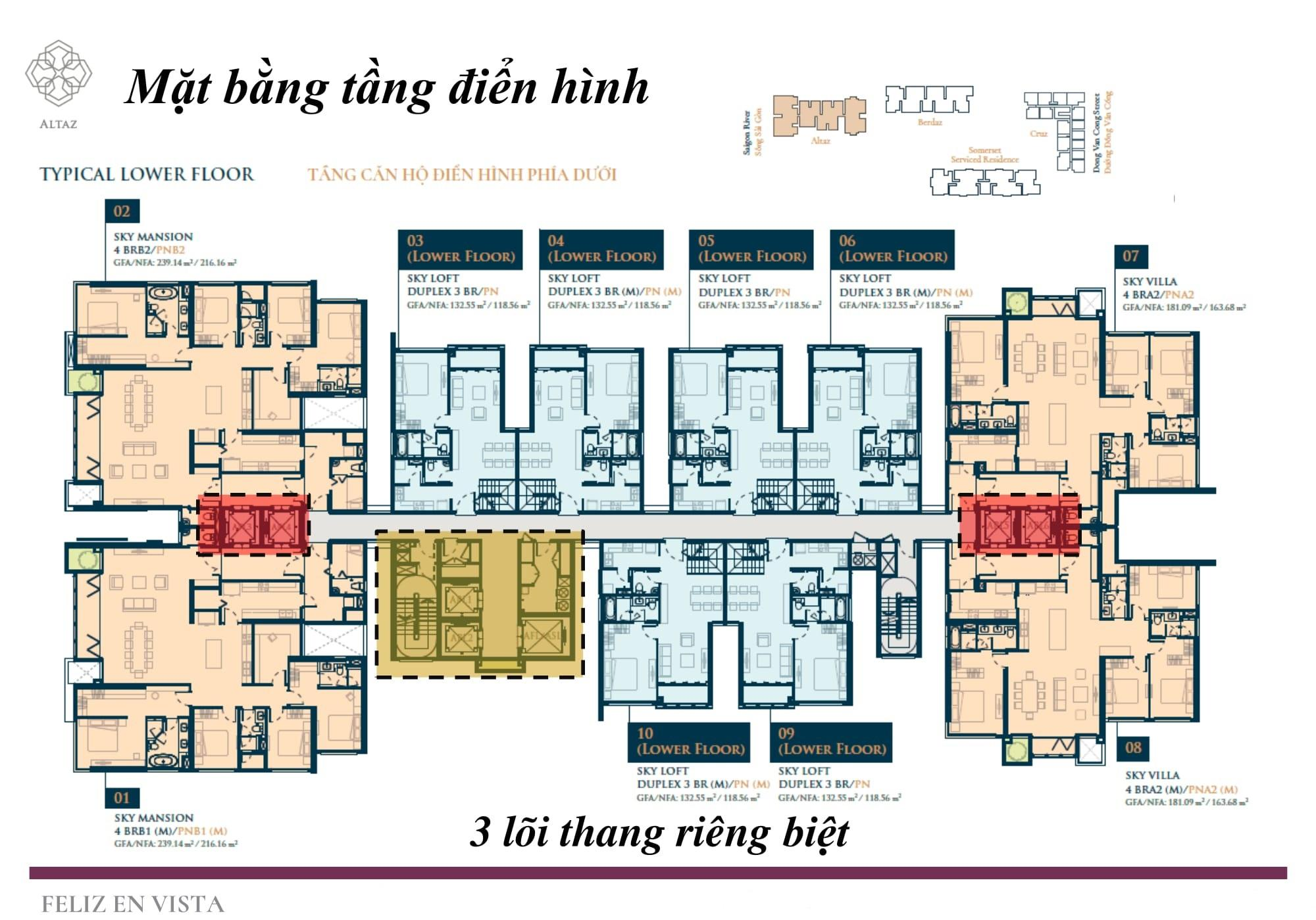 Mặt bằng tầng điển hình tháp Altaz Feliz en Vista