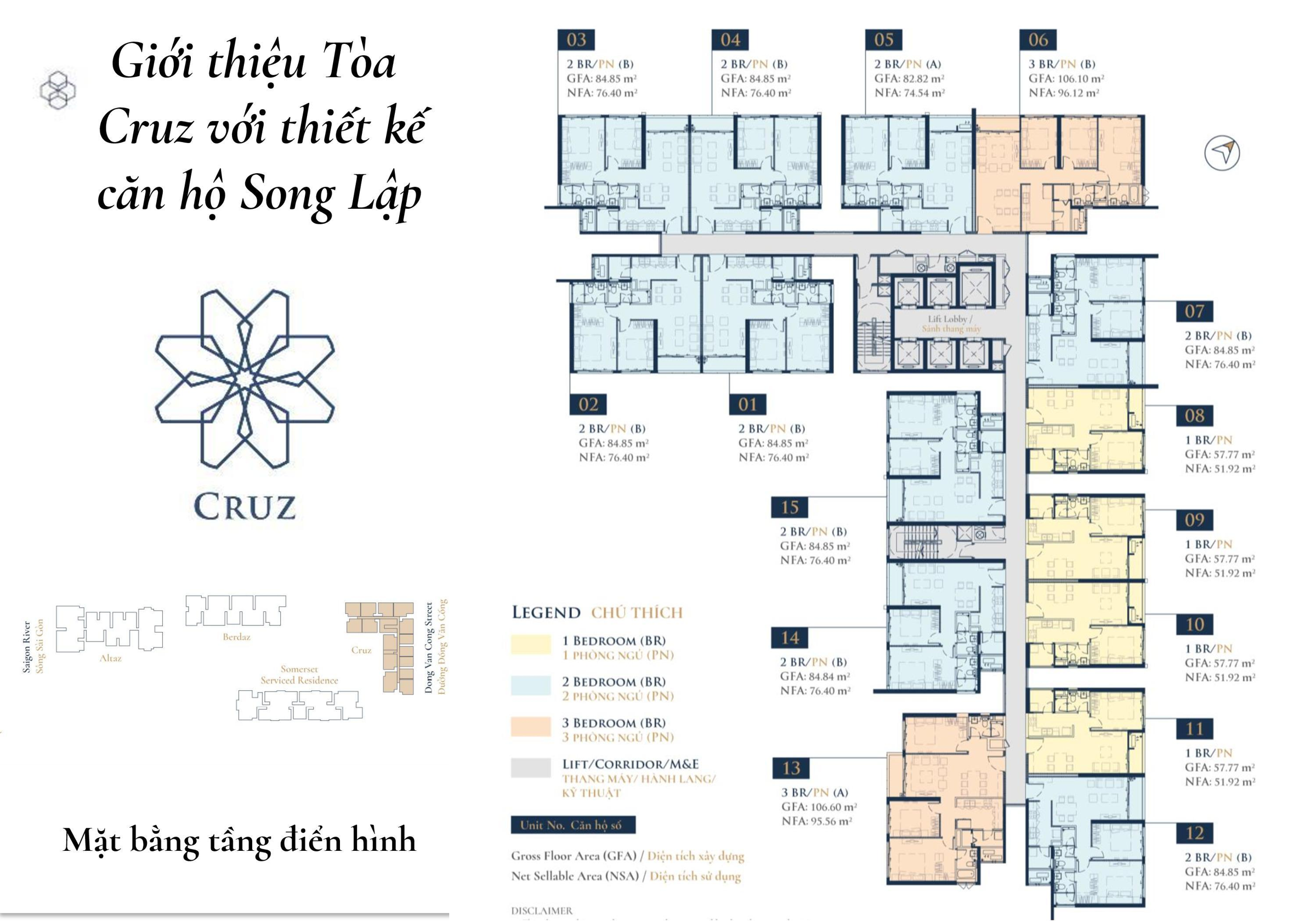 Mặt bằng tầng điển hình tháp Cruz Feliz en Vista