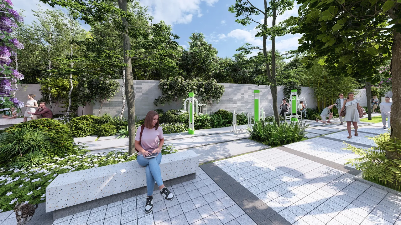 Phối cảnh công viên nhỏ Bcons Eden Park
