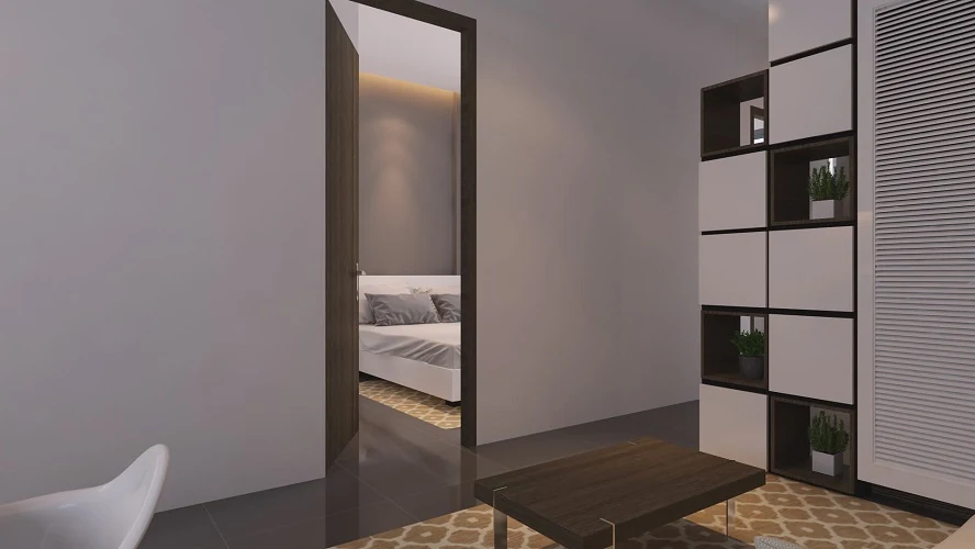 Phối cảnh kết nối phòng ăn và phòng ngủ EHomeS Phú Hữu