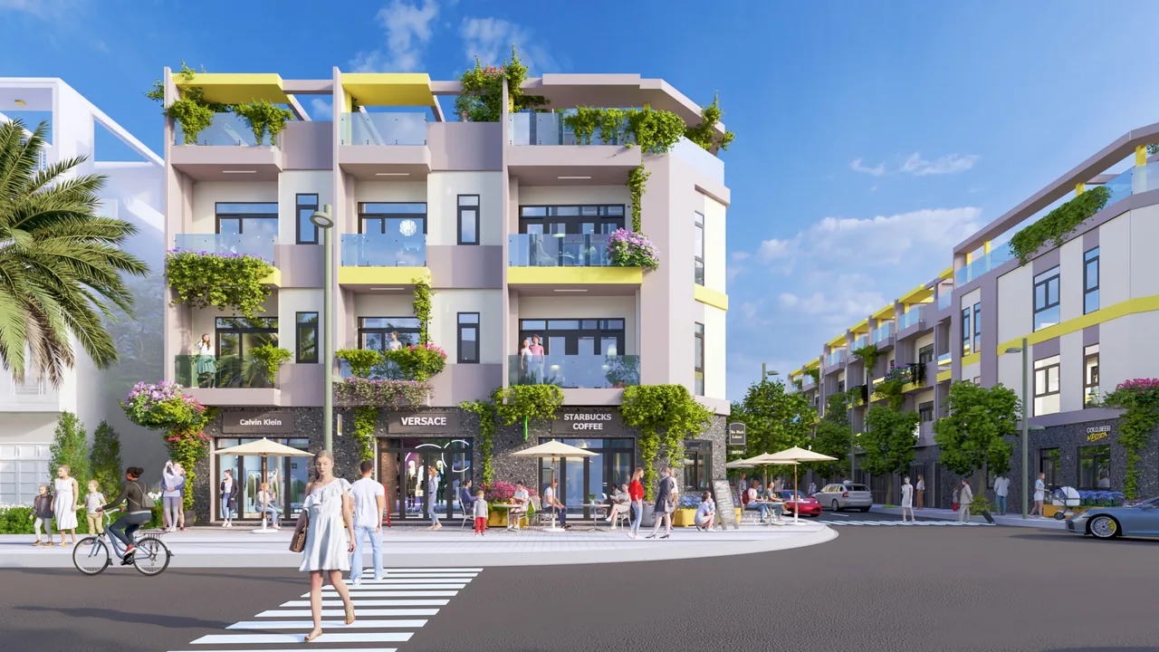 Phối cảnh mặt tiền nhà phố Bcons Eden Park