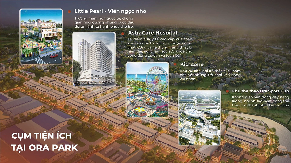 Phối cảnh các tiện ích được giới thiệu trong quy hoạch Ora Park.