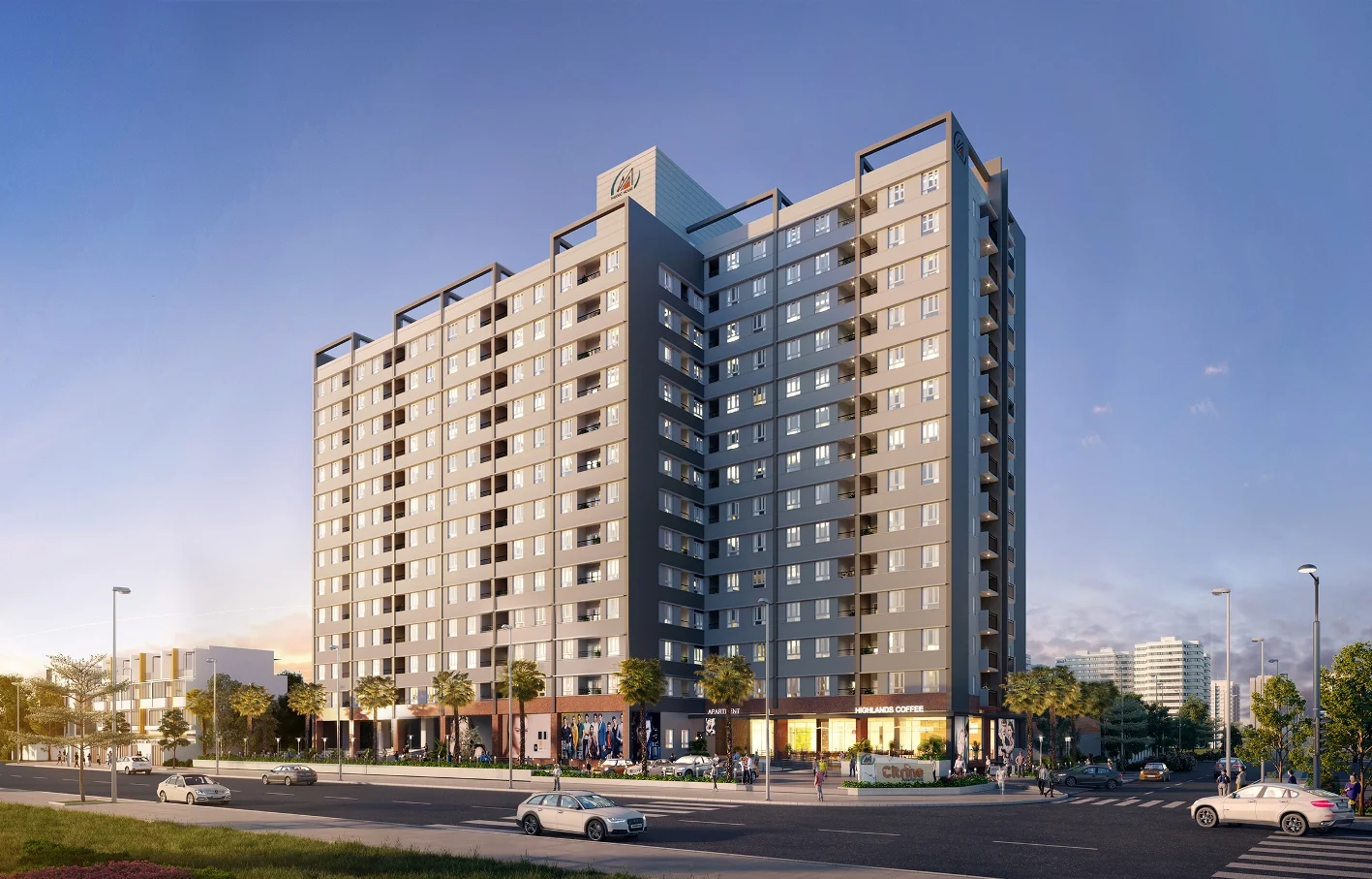 Phối cảnh tổng thể Citrine Apartment nhìn từ đường Tăng Nhơn Phú