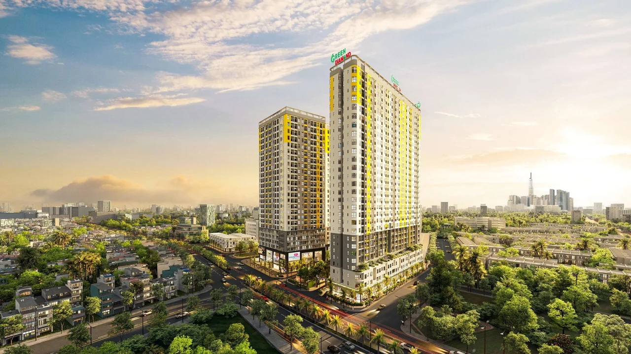 Phối cảnh tổng thể Green Diamond trong quần thể Bcons City.