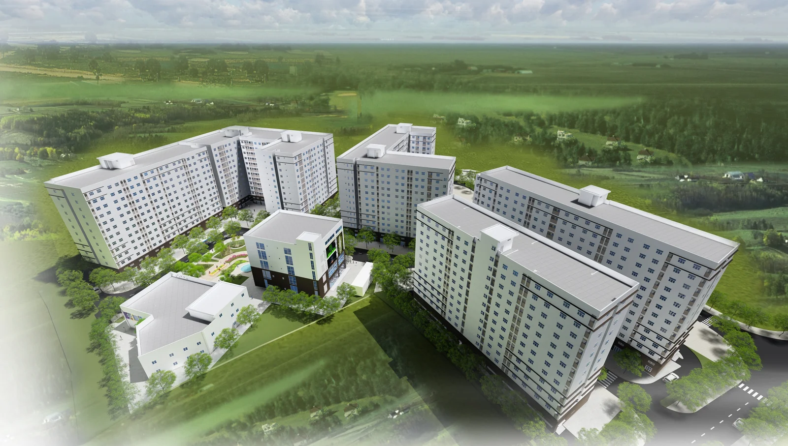 Phối cảnh tổng thể năm khối căn hộ Chương Dương Home