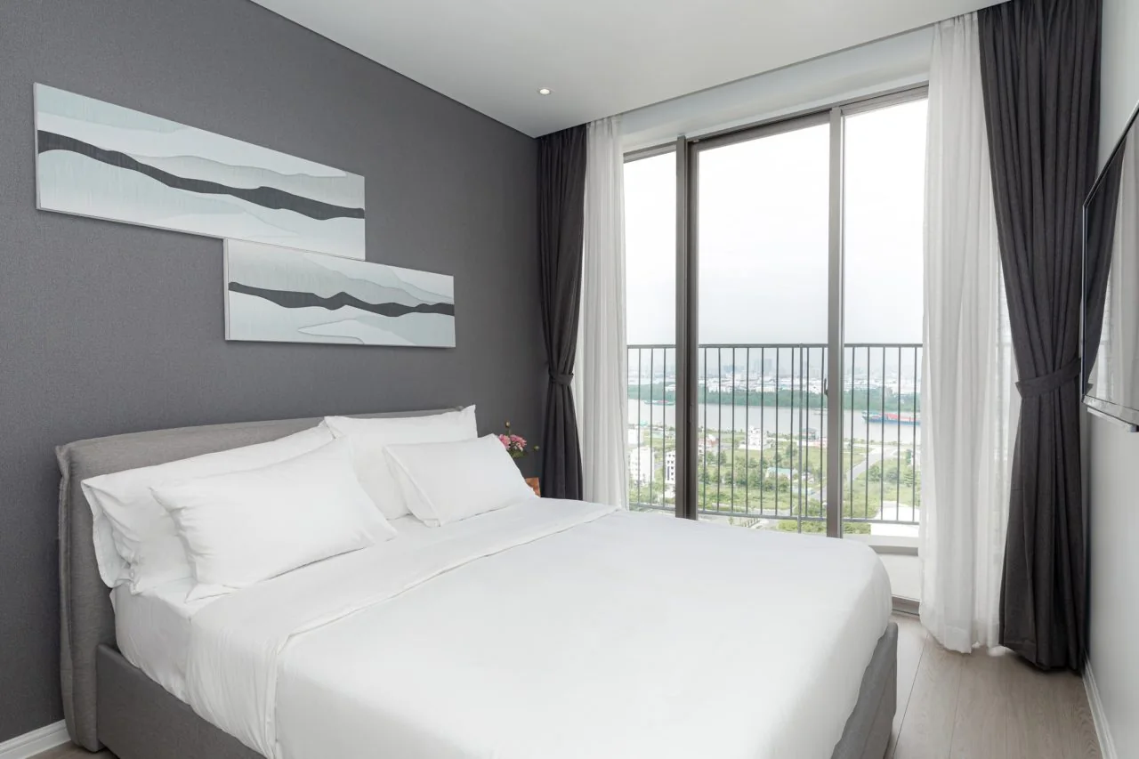 Phòng ngủ nhỏ trong căn hộ mẫu Crystal Duplex