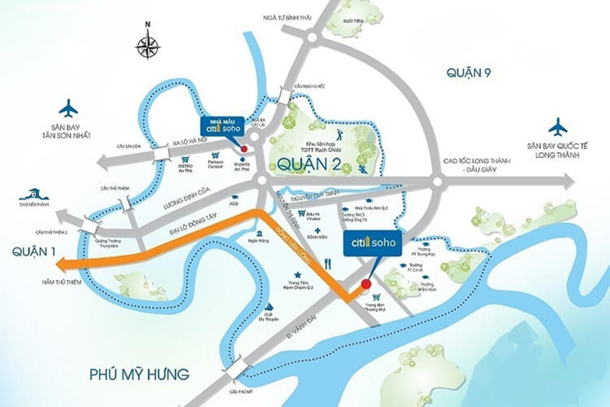 Sơ đồ kết nối khu vực CitiSoho theo tài liệu dự án