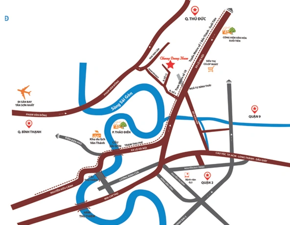 Sơ đồ vị trí Chương Dương Home trong khu vực Thủ Đức