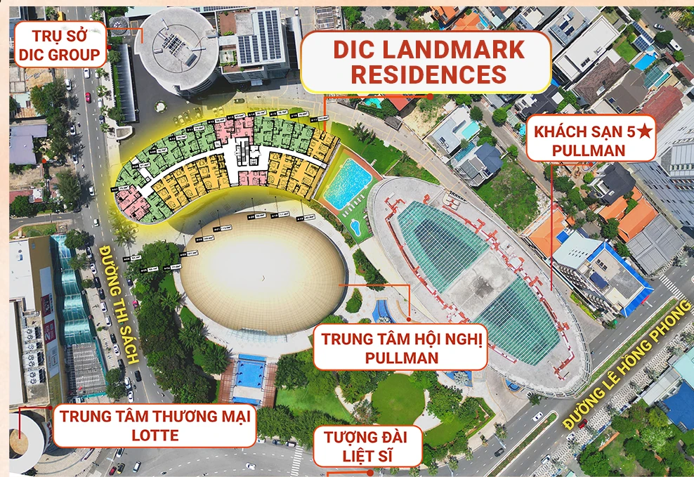 Sơ đồ vị trí khối căn hộ DIC Landmark và các công trình xung quanh
