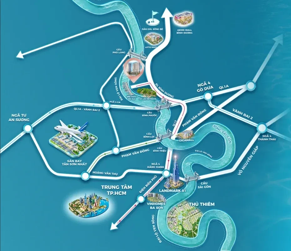 Sơ đồ vị trí và kết nối khu vực Serena Riverside
