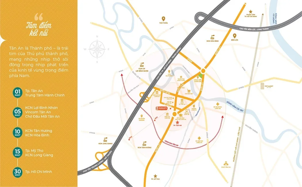 Sơ đồ kết nối khu vực Tấn Đồ Capital tại Tân An