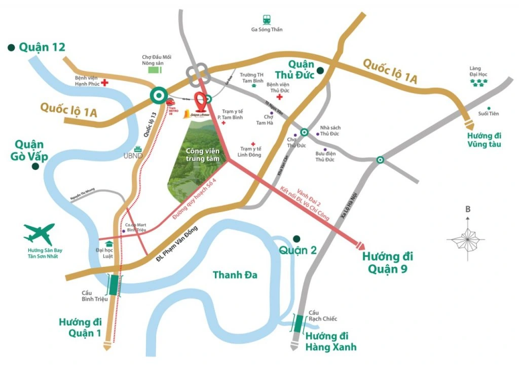 Sơ đồ vị trí và kết nối khu vực Saigon Avenue