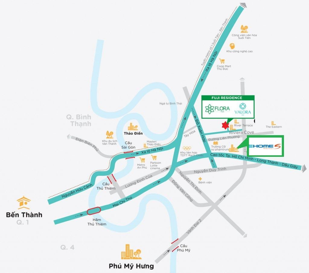 Sơ đồ vị trí và liên kết vùng EHomeS Phú Hữu