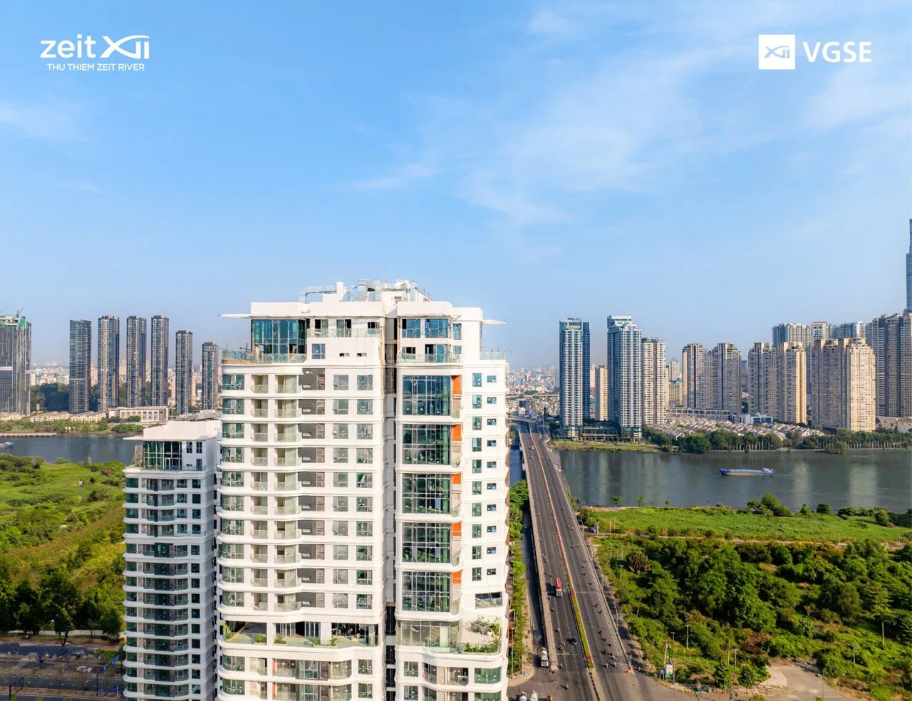 Ảnh thực tế mặt ngoài Thủ Thiêm Zeit River nhìn về phía sông Sài Gòn