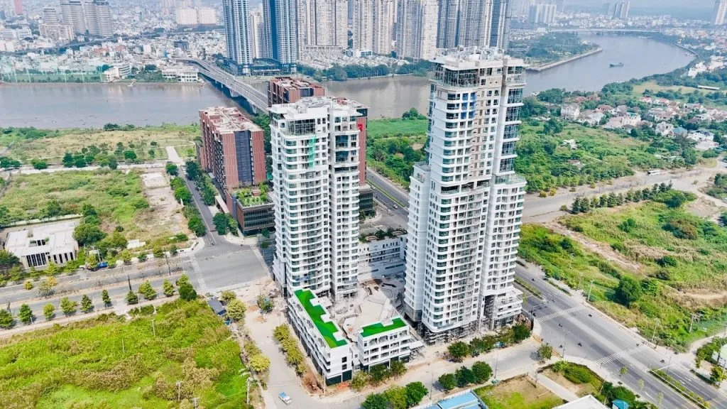 Ảnh chụp thực tế Thủ Thiêm Zeit River và khu đô thị mới Thủ Thiêm từ trên cao
