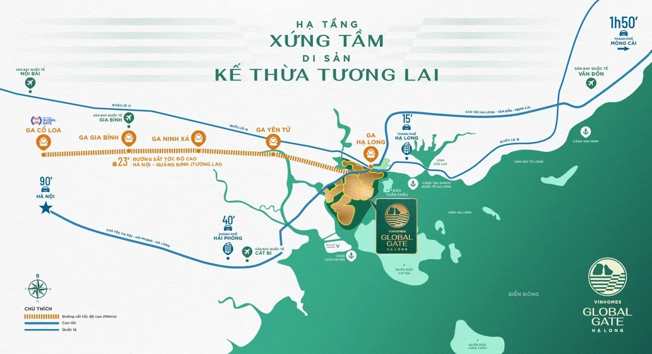 Sơ đồ vị trí Vinhomes Global Gate Hạ Long và liên kết vùng
