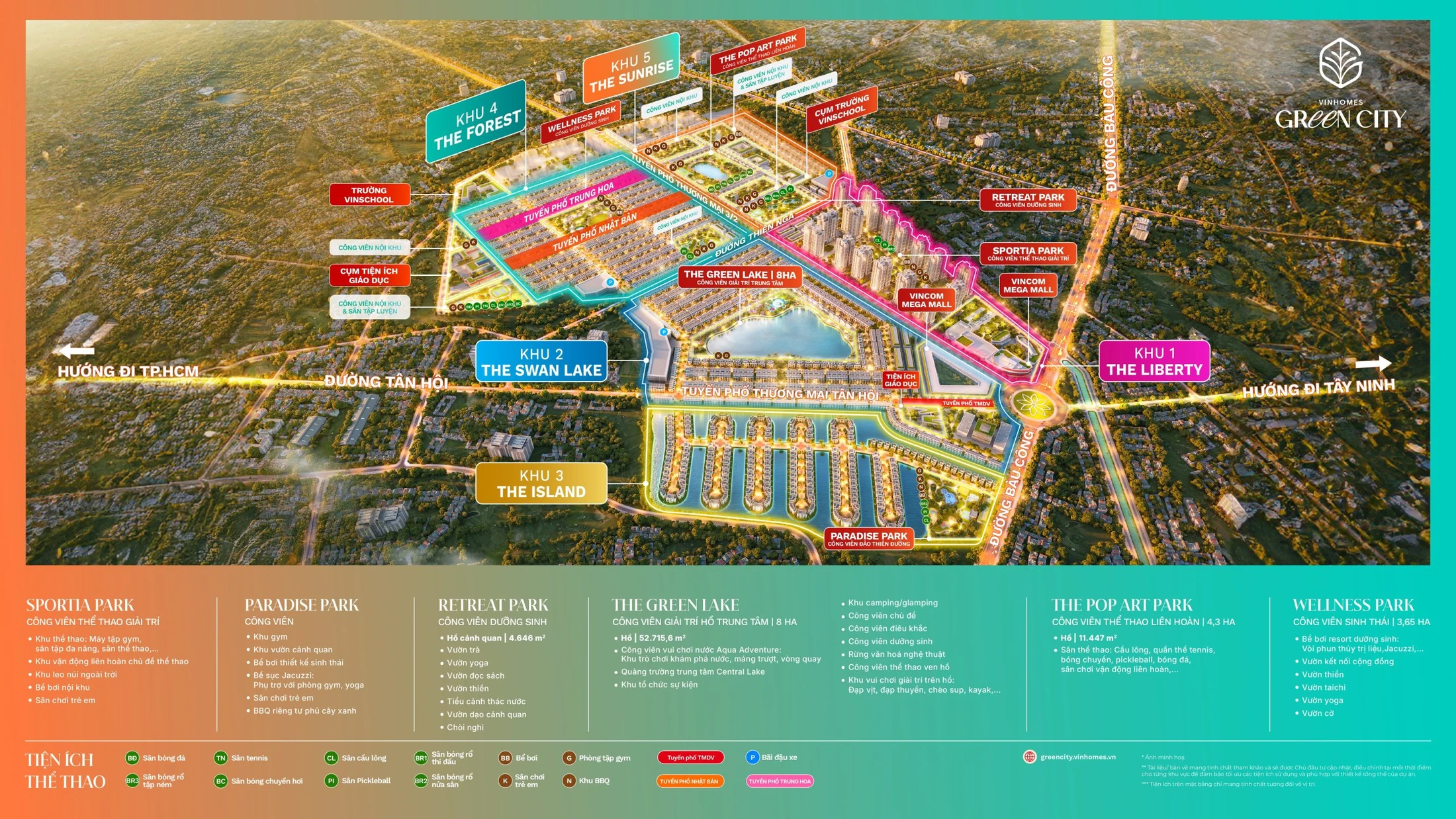 Mặt bằng tiện ích quy hoạch tại Vinhomes Green City